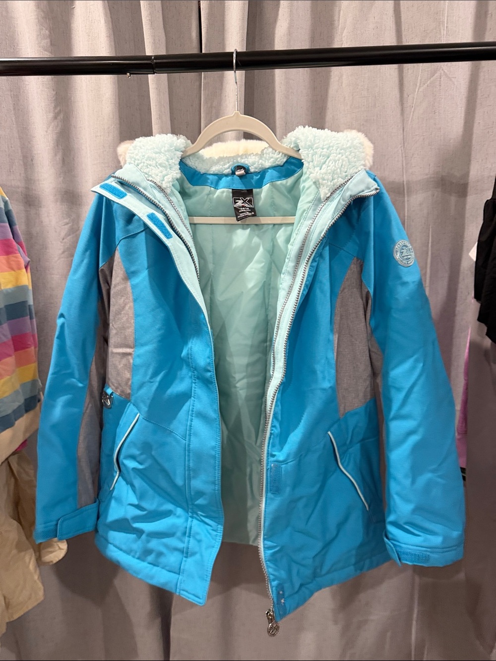 ZeroXposur Turquoise & Gray Girls' Hooded Winter Jacket